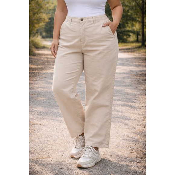 Levi's Denim - Levi's Straight Leg Pants Women's Plus Size 16W Beige Stretch Denim Light Weight